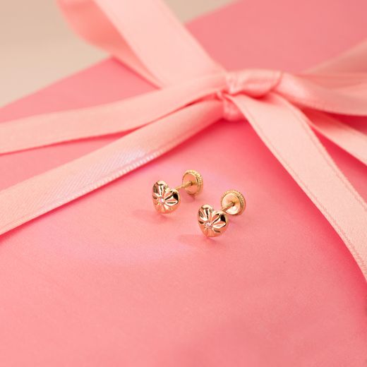18K Pendientes Oro Amarillo Corazon Con Circonita 6,5 X 6 Mm Cierre Tuerca