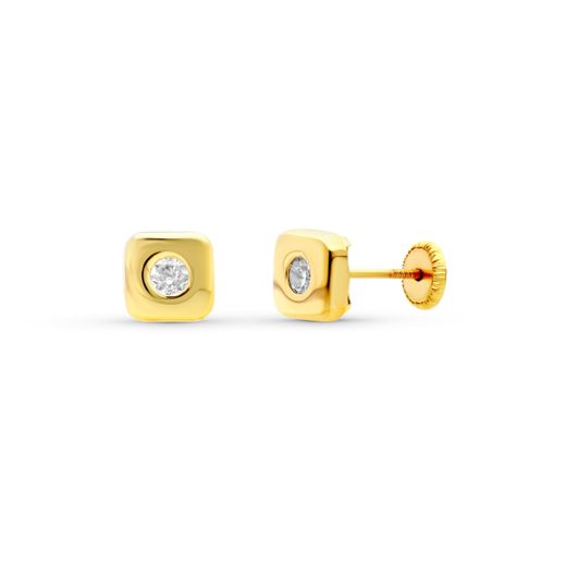 18K Pendientes Oro Amarillo Cuadrados 6X6 Mm