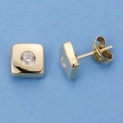 18K Pendientes Oro Amarillo Cuadrados 6X6 Mm