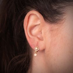 18K Pendientes Oro Amarillo Cubana Marfil 15X6 Mm. Cierre Catalan