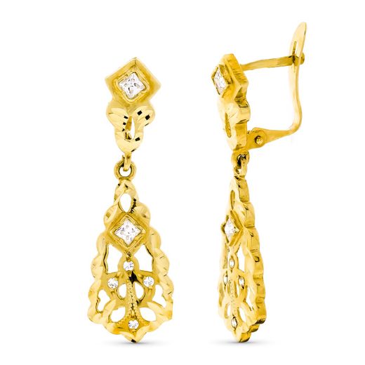 18K Pendientes Oro Amarillo Cubanas 30X9 Mm Cierre Presion