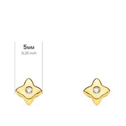 18K Pendientes Oro Amarillo Estrella 5X5 Mm Diamante 0.030 Qt. G-Vs2.Cierre Presion