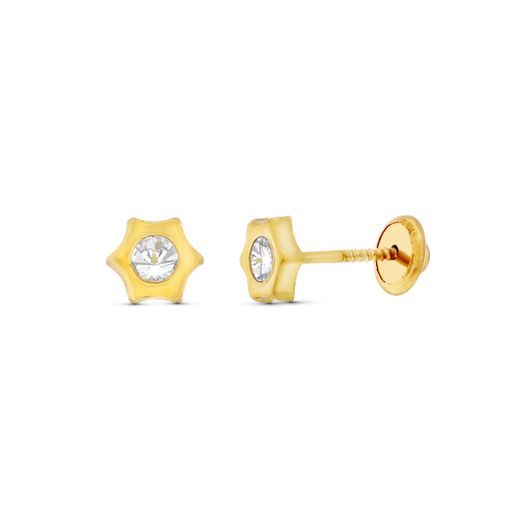 18K Pendientes Oro Amarillo Estrella 6X5 Mm Cierre Tuerca