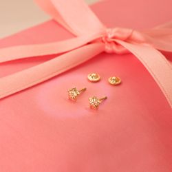 18K Pendientes Oro Amarillo Estrellas Con Circonita 5 X 5 Mm Cierre Tuerca