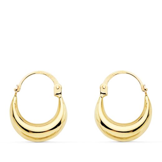 18K Pendientes Oro Amarillo Huecos Morcilla 13X4 Mm Cierre Gancho