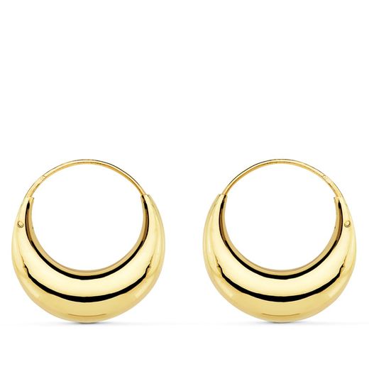 18K Pendientes Oro Amarillo Huecos Morcilla 20X6 Mm Cierre Gancho