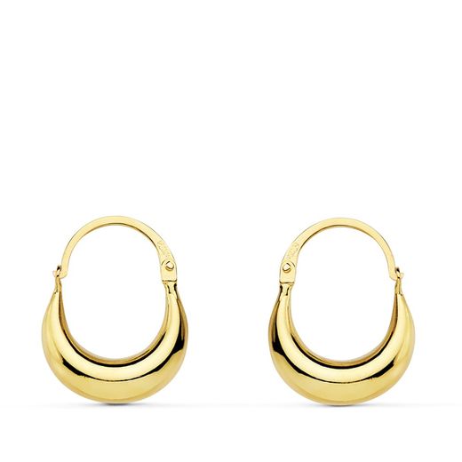 18K Pendientes Oro Amarillo Huecos Morcillas. 15X5 Mm Cierre Gancho