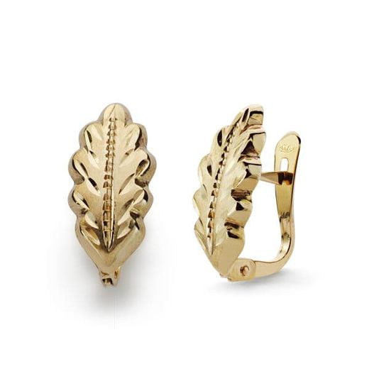 18K Pendientes Oro Amarillo Lapidados 14X6 Mm Cierre Catalán