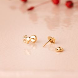 18K Pendientes Oro Amarillo Mariposa Con Circonita 5,5 X 4,5 Mm. Cierre Tuerca
