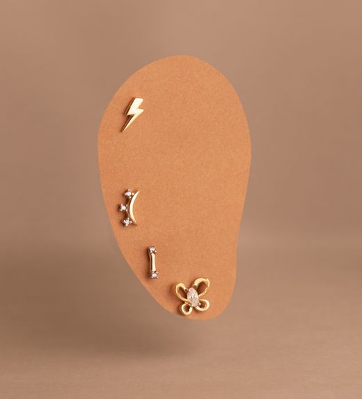 18K Pendientes Oro Amarillo Mariposa Con Circonitas Marquise. Medida: 8X7 Mm. Cierre Tuerca