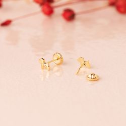 18K Pendientes Oro Amarillo Perros Con Circonita 5 X 4,5 Mm. Cierre Tuerca