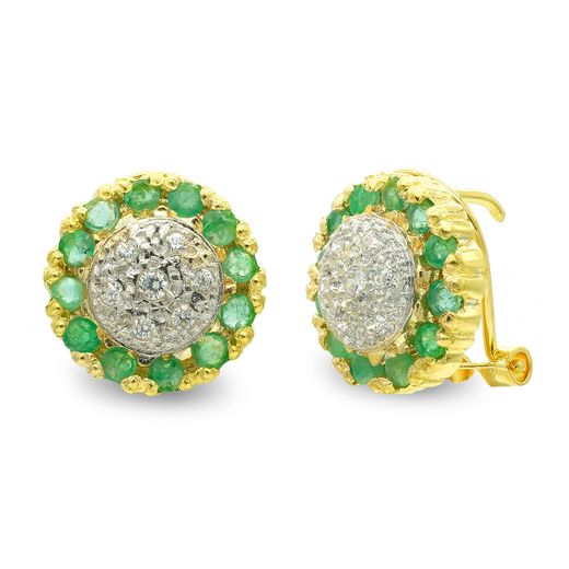 18K Pendientes Oro Amarillo Piña Circonita Cierre Omega