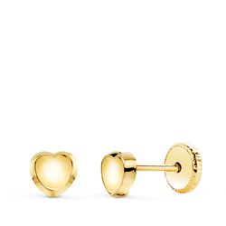 18K Pendientes Oro Amarillo Redondo Concavo En Brillo 5X5 Mm. Cierre Tuerca