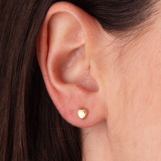 18K Pendientes Oro Amarillo Redondo Concavo En Brillo 5X5 Mm. Cierre Tuerca