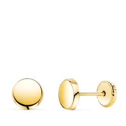 18K Pendientes Oro Amarillo Redondos Brillo 5,5 Mm. Cierre Tuerca