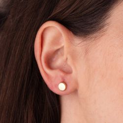 18K Pendientes Oro Amarillo Redondos Brillo 6,5 Mm. Cierre Tuerca
