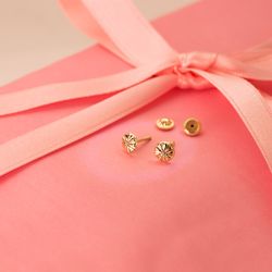 18K Pendientes Oro Amarillo Redondos Con Circonita 5 X 5 Mm Cierre Tuerca