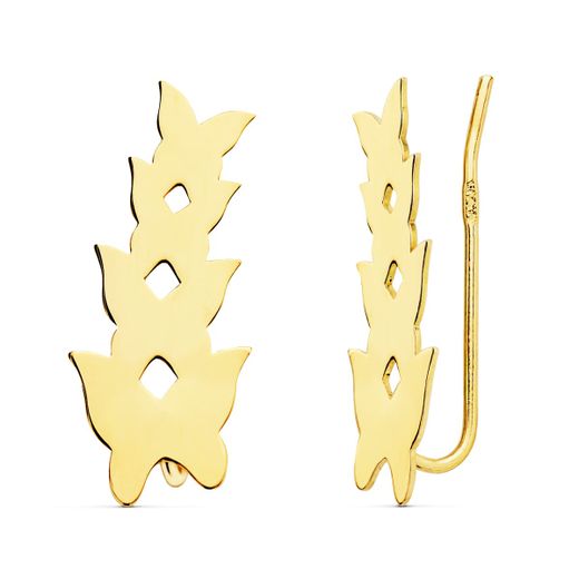 18K Pendientes Oro Amarillo Trepadores 20X9 Mm Mariposas