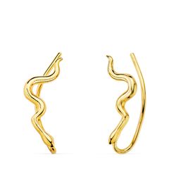 18K Pendientes Oro Amarillo Trepadores De Serpientes. 15 X 2,5 Mm