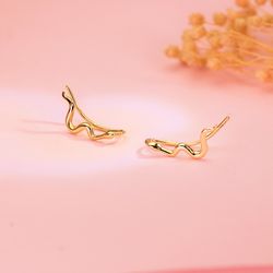 18K Pendientes Oro Amarillo Trepadores De Serpientes. 15 X 2,5 Mm