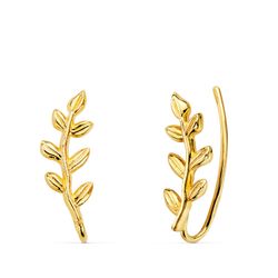 18K Pendientes Oro Amarillo Trepadores Rama. 14 X 4 Mm