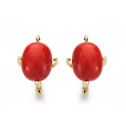 18K Pendientes Oro Amarillo Tronco Coral 12X10 Mm Cierre Catalan