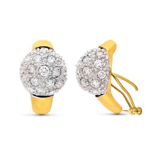 18K Pendientes Oro Bicolor 21X13 Mm Cierre Omega