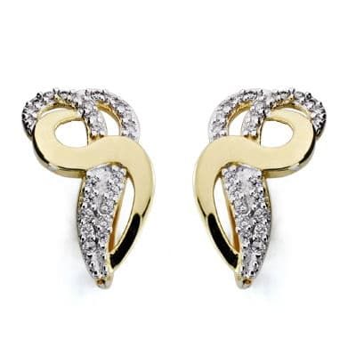 18K Pendientes Oro Bicolor Circonita 19X12 Mm Cierre Catalan