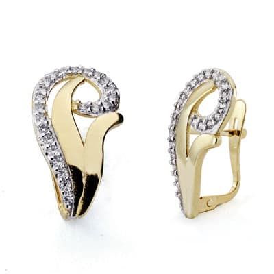 18K Pendientes Oro Bicolor Circonita Catalan 19X11 Mm