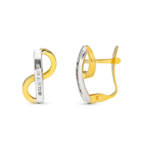 18K Pendientes Oro Bicolor Comunion Circonita 14X8 Mm Catalan