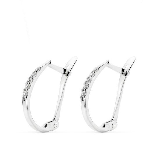 18K Pendientes Oro Blanco 1.5 Mm Grosor 17X9 Mm Cierre Catalan