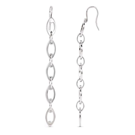 18K Pendientes Oro Blanco Cadenitas. 64X5 Mm Cierre Gancho