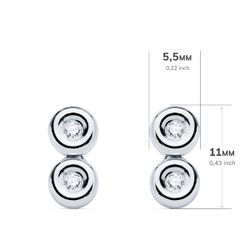 18K Pendientes Oro Blanco Chaton 4 Diamantes 0.08 Qts. 1.7 Mm Vs2-G. 11X5.5 Mm Cierre Presion