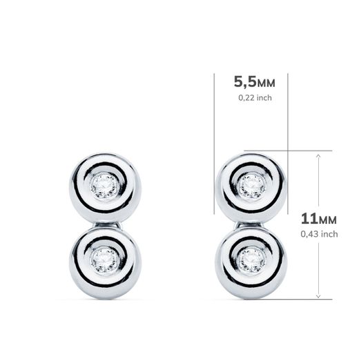 18K Pendientes Oro Blanco Chaton 4 Diamantes 0.08 Qts. 1.7 Mm Vs2-G. 11X5.5 Mm Cierre Presion