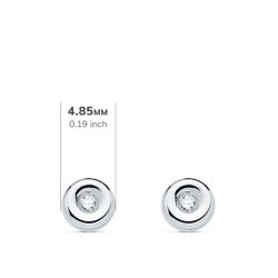 18K Pendientes Oro Blanco Chaton Diamantes 1,50 Mm 0,030 Qts G-Vs2 Cierre Presion 4,85 Mm
