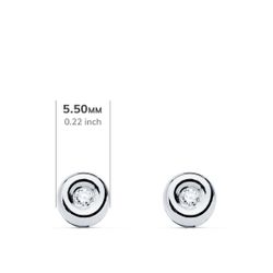18K Pendientes Oro Blanco Chaton Diamantes 1,70 Mm 0,040 Qts. G-Vs2. Cierre Presion 5,5 Mm
