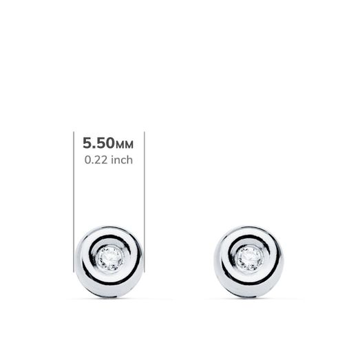 18K Pendientes Oro Blanco Chaton Diamantes 1,70 Mm 0,040 Qts. G-Vs2. Cierre Presion 5,5 Mm