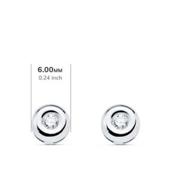 18K Pendientes Oro Blanco Chaton Diamantes 2,60 Mm 0,140 Qts Vs2-G. Presion 5,5 Mm