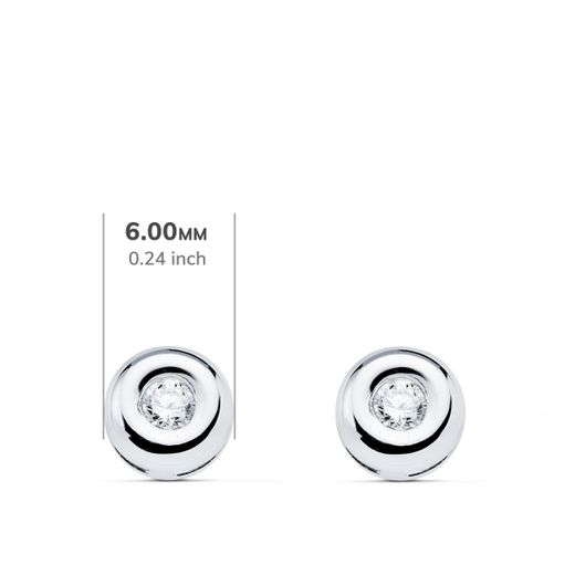 18K Pendientes Oro Blanco Chaton Diamantes 2,60 Mm 0,140 Qts Vs2-G. Presion 5,5 Mm