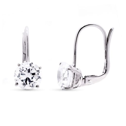 18K Pendientes Oro Blanco Circonita 18X7 Mm Cierre Gancho