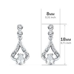 18K Pendientes Oro Blanco Circonita 18X8 Mm Cierre Presion