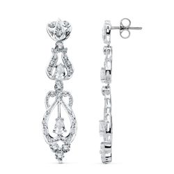 18K Pendientes Oro Blanco Circonita Presion