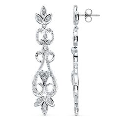 18K Pendientes Oro Blanco Circonita Presion
