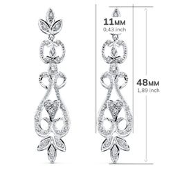 18K Pendientes Oro Blanco Circonita Presion