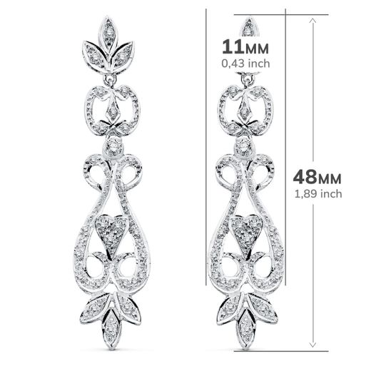 18K Pendientes Oro Blanco Circonita Presion