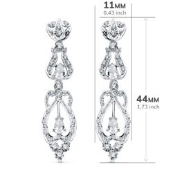 18K Pendientes Oro Blanco Circonita Presion