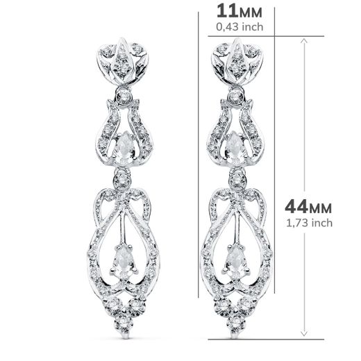 18K Pendientes Oro Blanco Circonita Presion