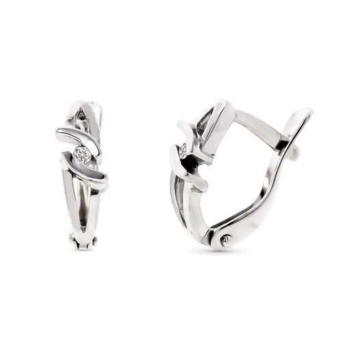 18K Pendientes Oro Blanco Con Diamantes. Cierre Catalan