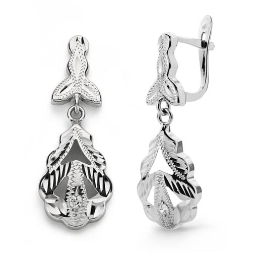 18K Pendientes Oro Blanco Cubanas 26X10 Mm Cierre Catalan