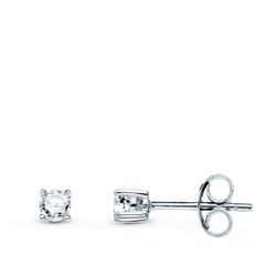 18K Pendientes Oro Blanco Diamantes 2,75 Mm 0,20 Qts. Si-H Cierre Presion 3X3 Mm